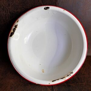 Vintage Enamelware Bowl 12.5” Farmhouse Country Rustic Basin